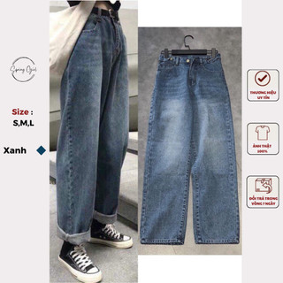 Quần Jeans nữ Ống Rộng Xanh Đậm Unisex Spring  QuanJean952/P0K18