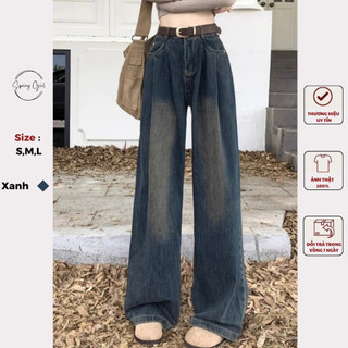 Quần jean nữ  ống rộng chiết ly eo tôn dáng Spring  Quan9289/P13K27