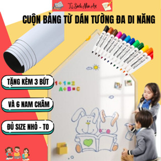 Bảng từ dán tường viết bút lông cho bé,bảng trắng thông minh dán tường học tập, tặng kèm bút, 6 nam châm, mút xoá