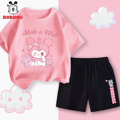 Đồ bộ bé gái BOBDOG áo phông cotton quần short da cá in hình -CQ- BDG30 - BDQ13 cute cho bé