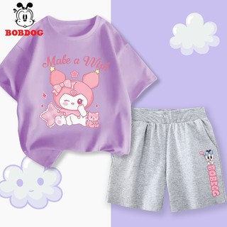 Đồ bộ bé gái BOBDOG 2024, set quần da cá áo thun cotton in hình -CQ- BDG30-BDQ12 cute cho bé