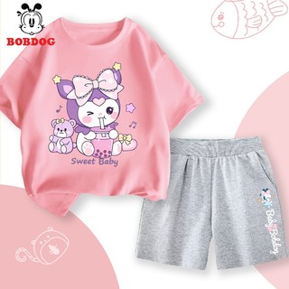 Đồ bộ bé gái BOBDOG 2024, set quần da cá áo thun cotton in hình cute -CQ- BDG37-BDQ12 cho bé