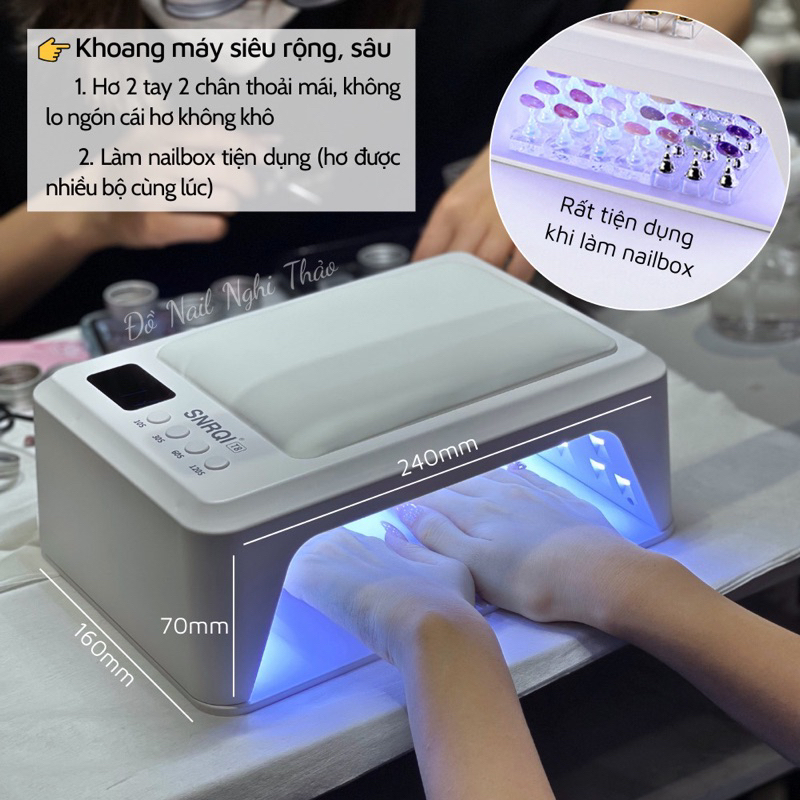 MÁY HƠ GEL T8 SNRQI – DÒNG MÁY ĐÁNG ĐẦU TƯ Đèn Hơ Gel Nail SNRQI T8 72W – Hơ Full Bàn Tay Chân, Cảm 