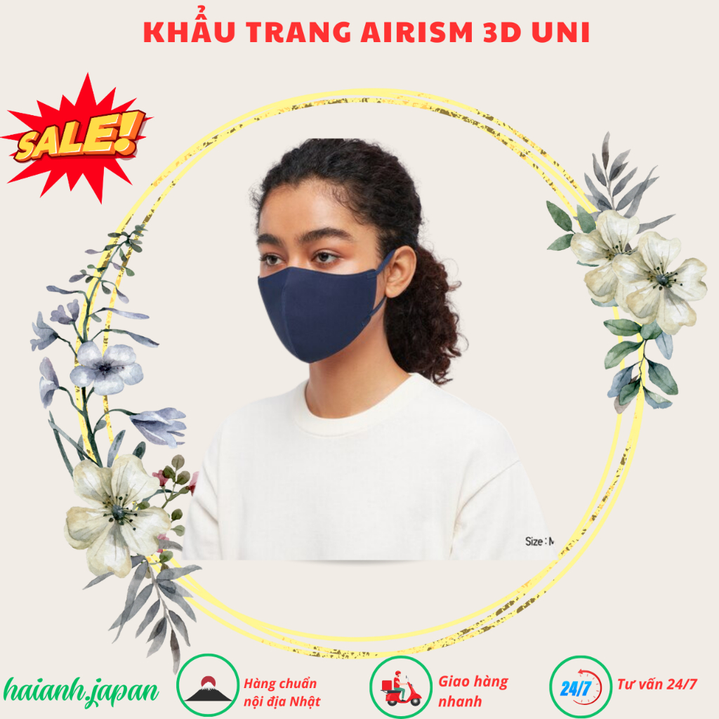 Khẩu trang AIRism Uniqlo, Khẩu trang Uniqlo tag Nhật Set 3 chiếc có thể giặt được
