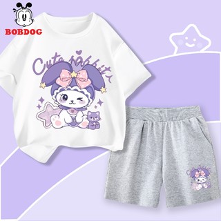 Đồ bộ bé gái BOBDOG 2024, set quần da cá áo thun cotton in hình cute -CQ- BDG39 cho bé