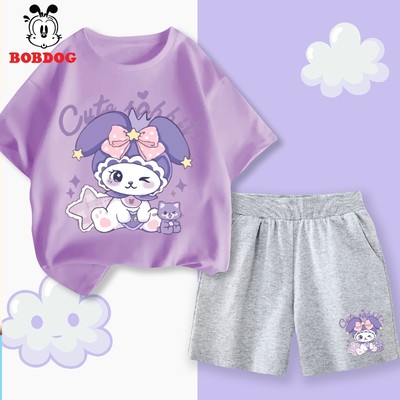 Đồ bộ bé gái BOBDOG, set quần da cá áo thun cotton in hình cute CQ- BDG39 cho bé
