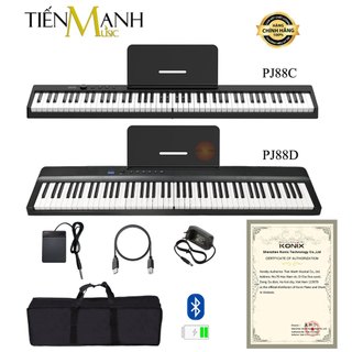 Đàn piano điện konix pj88c, pj88d - 88 phím cảm ứng lực có loa pin sạc, bluetooth, pedal pj88