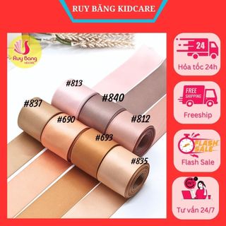 Ruy băng satin loại đẹp lụa bóng 2 măt tone nude ( cuộn 5m)