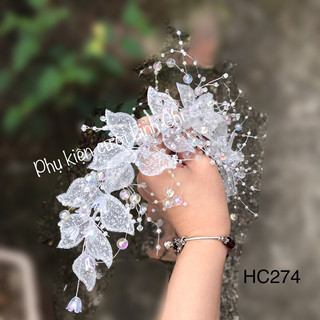Cài hoa pha lê tua rua, [HC274] hoa cài tóc cô dâu