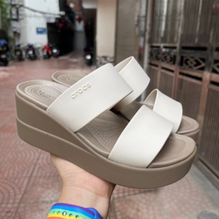 DÉP CROCS hai quai ngang đế cao su cao 7cm hàng loại đẹp