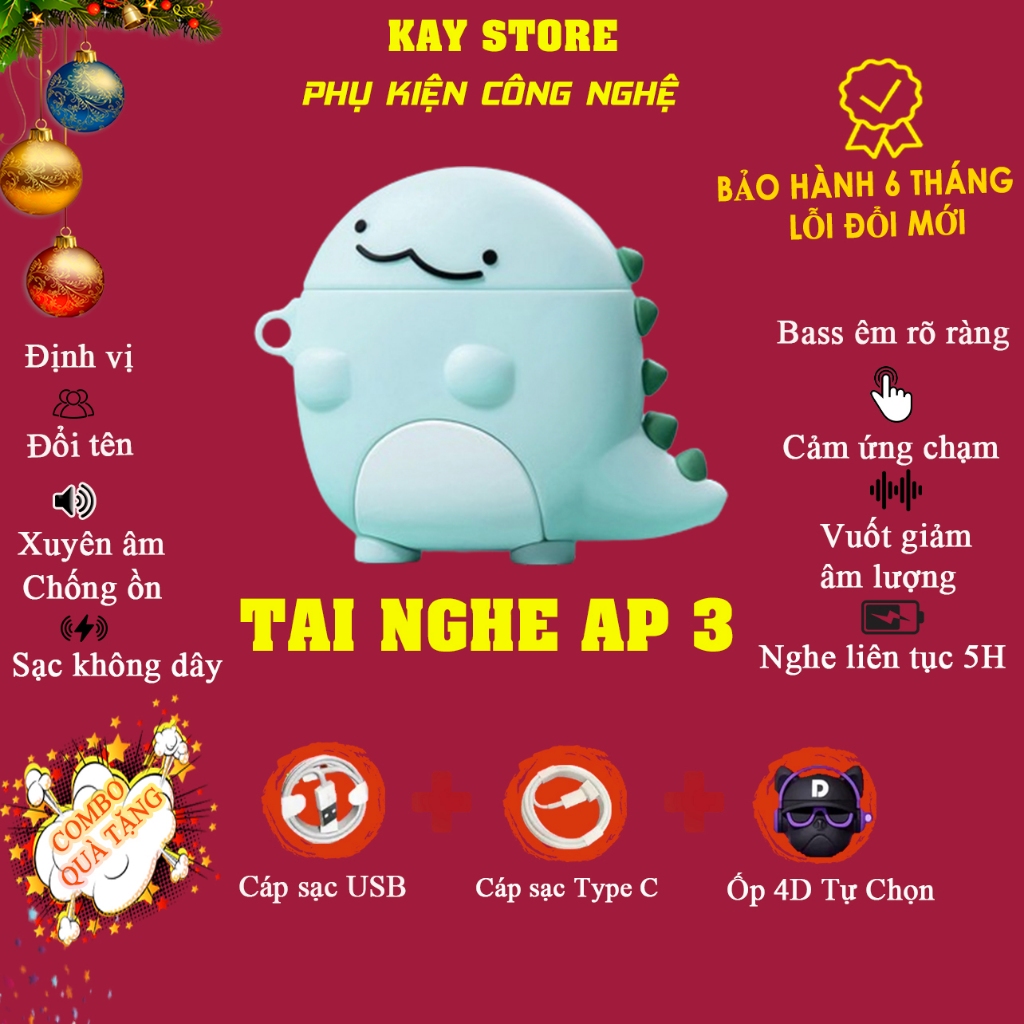 Tai Nghe Bluetooth AT3 A.P.3 Cao Cấp Định Vị Đổi Tên Tự Động Kết Nối Nhét Tai Nghe Nhạc Earphone