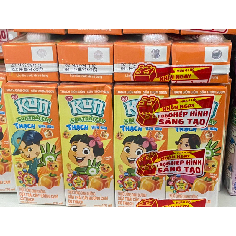 Thùng 48h*170ml Sữa Kun Thạch Lúa Mạch, Cam NgoctoanMart