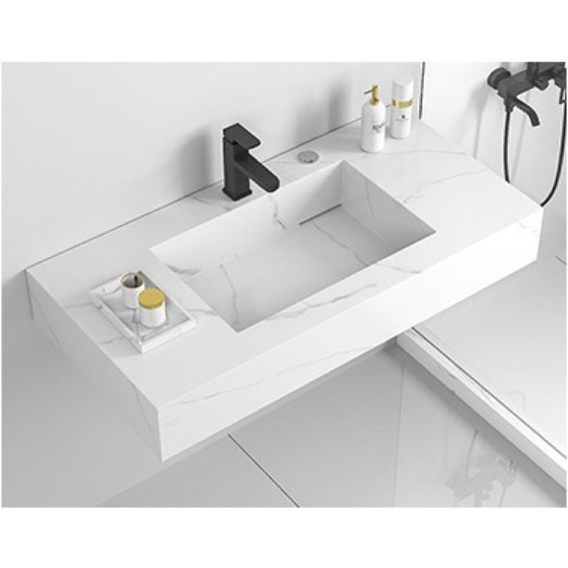 BÀN ĐÁ LAVABO LIỀN KHỐI CHỐNG TRẦY XƯỚC- TRẮNG