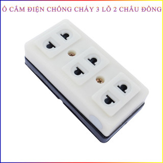 Ổ cắm điện chống cháy 3 lỗ 2 chấu đồng
