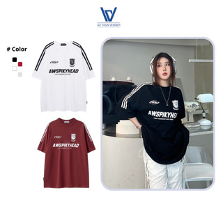 Áo thun local brand , áo phông form rộng unisex chất cotton dáng thể thao phối sọc aws - ov476