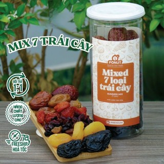 Mix 7 loại trái cây sấy MONUTS hũ 500gr gồm Táo đỏ, Nho khô, Chà là, Dâu tây,  Nam Việt Quất,  Mơ sấy, Mận khô