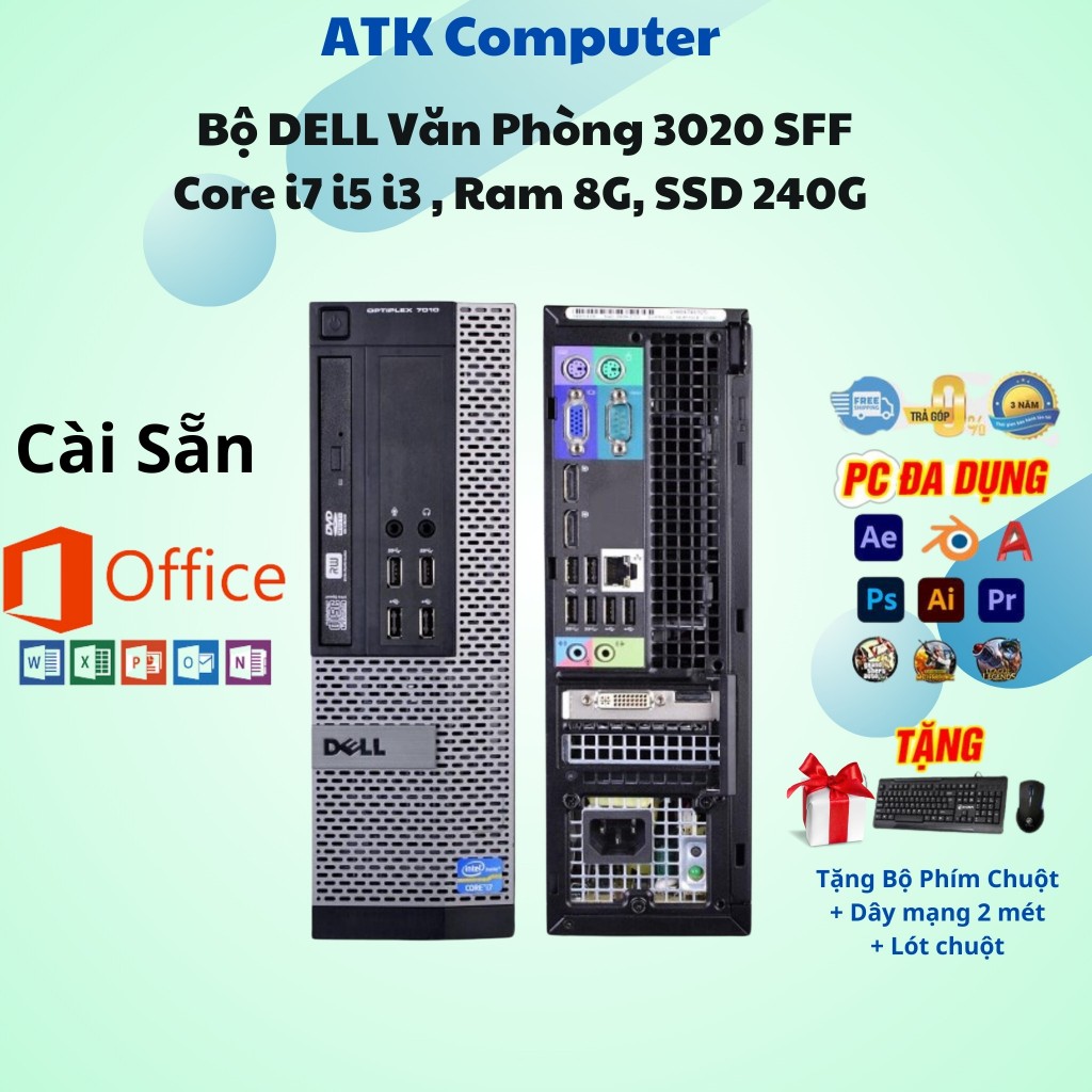 Case Máy Tính Bộ DELL Optilex 3020 SFF Core i7 i5 i3 , Ram 8G, SSD 256GB, GTX 7xxx ( Bảo hành 1 năm) - ATK Computer | BigBuy360 - bigbuy360.vn