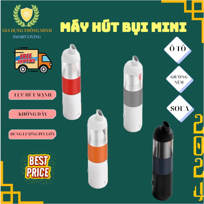 Máy hút bụi cầm tay đa năng, hút bụi ô tô, giường đệm, sofa, lông chó mèo, sạc USB, lực hút 20000Pa- V01- BH chính hãng