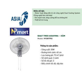 Quạt treo tường 2 dây Asia Vina 55W - VY357792