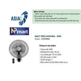 QUẠT TREO REMOTE ASIA - 55W VY377192