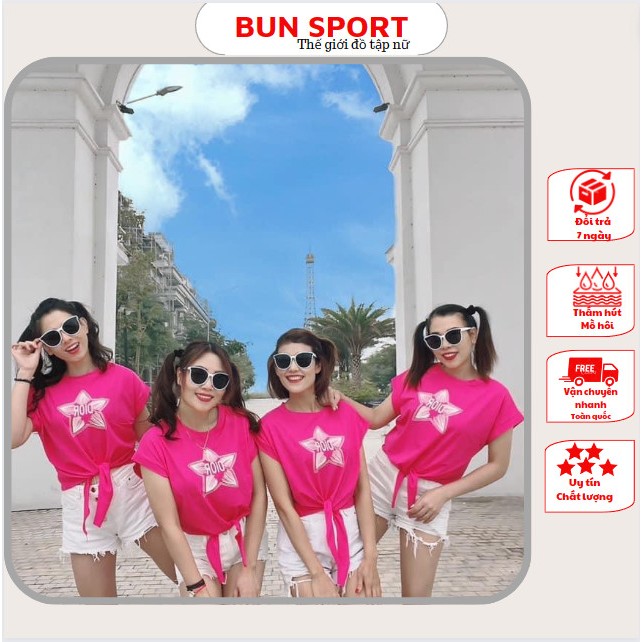 Áo phông buộc vạt in hình xinh xắn,áo du lịch,thể thao,áo đội nhóm lên cực xinh