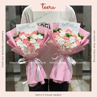   ẢNH THẬT HỎA TỐC  Bó 15 hoa lưu ly bằng len handmade quà tốt nghiệp tặng người yêu  - Crochet Teeru's House 