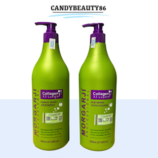 Dầu Gội Xả Collagen Morgarji 800ml*2 Kiềm Dầu Ngừa Gàu Phục Hồi Tóc Hư Tổn Siêu Mượt Chuẩn Spa