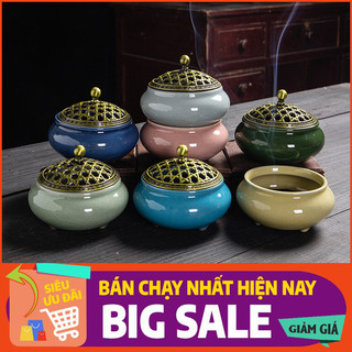 Lư xông trầm hương, lư đốt nhang trầm, lư xông trầm hương đỉnh đốt bằng gốm sứ cao cấp