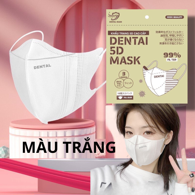 Sỉ thùng 600 chiếc Khẩu Trang 5D DENTAL MASK CHÍNH HÃNG có giấy kháng khuẩn dày dặn , chống tia UV và nước
