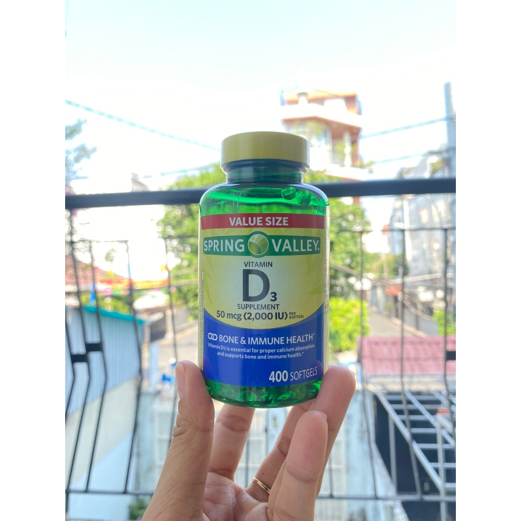 ( DATE 08/2025) 400 viên Nang Vitamin D3 50mcg (2,000IU) Spring Valley