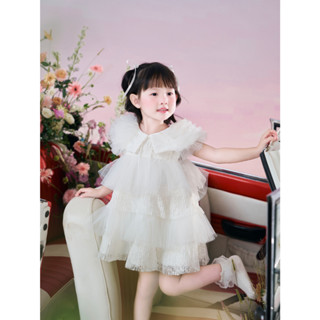 ( Deal tặng kẹp dây )Váy công chúa bé gái 2 tầng bèo trắng HEHEHIHI - V48