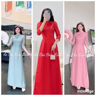 Đủ màu áo dài tơ tay bồng, kết nhẹ nhàng, trẻ trung - Áo Dài Đan Linh(A406-A494