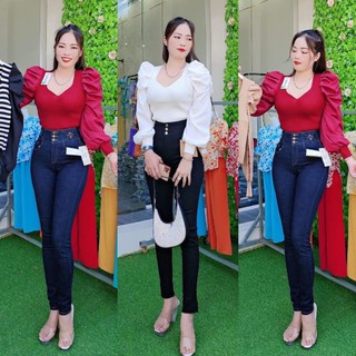 Áo tay dài thiết kế, tay phồng cổ v mang đi tiệc đi chơi sang trọng quý phái