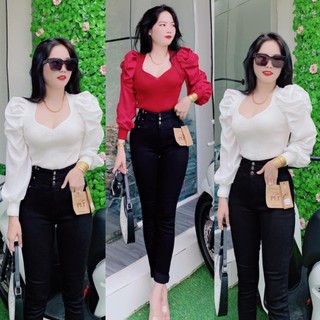 Áo tay dài thiết kế, tay phồng cổ v mang đi tiệc đi chơi sang trọng quý phái phạm ngọc boutique