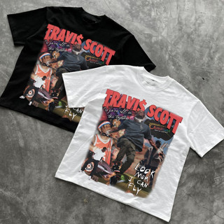 Áo thun unisex nam nữ Travis Scott vintage form rộng 100% cotton 250gsm bo cổ dày dặn 98stu