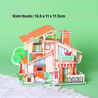 Set 4 bộ mô hình biệt thự mini 3D lắp ghép cho bé