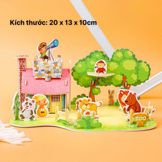 Set 4 bộ mô hình biệt thự mini 3D lắp ghép cho bé