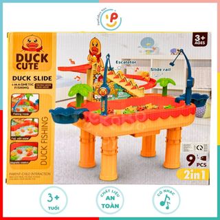Đồ chơi hồ câu cá nam châm có cầu trượt chú vịt dễ thương leo thang 7721