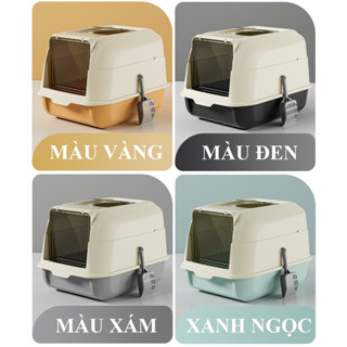 [ Tặng Xẻng Xúc] Nhà Vệ Sinh 2 Cửa Chống Văng Cát Cho Chó Mèo Nhiều Mẫu Mã Đẹp 46x31x34cm - Nhà Vệ Sinh Chó Mèo Cao Cấp