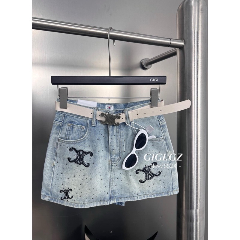 Chân váy ngắn kèm lót đính đá hoạ tiết hot trend#8888