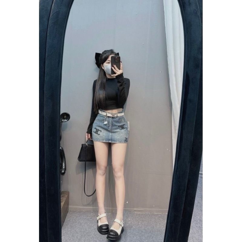 Chân váy ngắn kèm lót đính đá hoạ tiết hot trend#8888