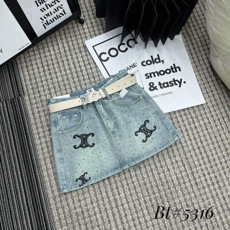 Chân váy ngắn kèm lót đính đá hoạ tiết hot trend#8888