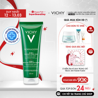 Sữa rửa mặt/ Mặt nạ làm sạch tế bào da chết dành cho da dầu, da mụn Vichy Normaderm 125ml