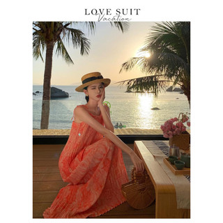 Đầm maxi xếp ly 2 dây dáng suông