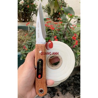 Combo dao nhật gấp cán gỗ và cuộn nilon ghép cây chuyên dụng 1000met - dụng cụ ghép cây chuyên dụng