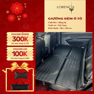 Đệm ô tô 6D ghế sau ô tô bằng da nappa đúc cao cấp, Giường nệm xe hơi bằng da gấp gon, Giường ô tô gấp gọn Lorencia L03