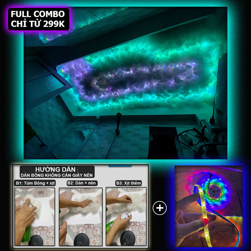 ?Tặng Rồng? Keo Xịt Dán Bông Mây, Làm Đèn Mây, Trần Mây Dán Bông Chống Cháy Decor Trần Mây