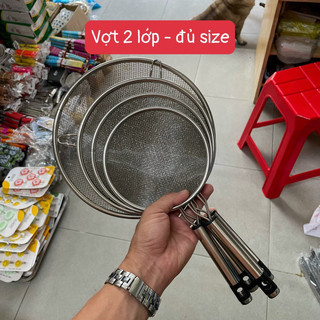 Vợt inox - Ray inox 2 lớp. dụng cụ vớt thức ăn, vớt bọt inox