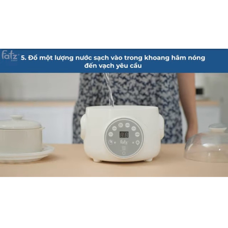 Nồi nấu cháo và hầm nấu cách thuỷ 2 tầng 1 Lít FatzBaby - STEW 2 - Fatz FB9110ZT - Đồ dùng ăn dặm  - BH 12 THÁNG