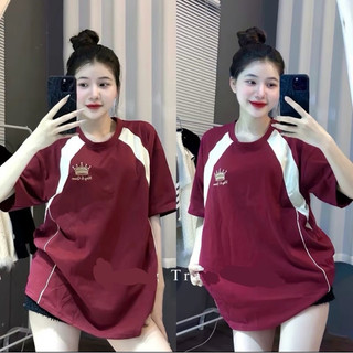   Áo thun chất cotton khô 3158 form rộng tay lỡ - vương miện
